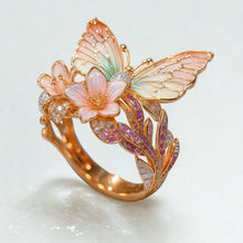 Lade das Bild in den Galerie-Viewer, Vintage-Floral-Ring – Goldenes Blütenpoem