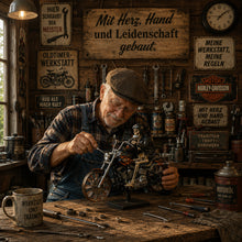 Lade das Bild in den Galerie-Viewer, Flammenreiter – Chopper-Windrad - Handgemacht 85 cm