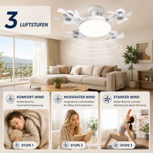 Lade das Bild in den Galerie-Viewer, FreiKlima Pro Klimaventilator 2in1 – 4-Flügel einklappbarer Deckenventilator mit Kühlfunktion, Licht & Fernbedienung