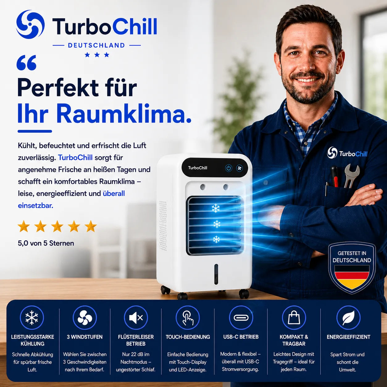 TurboChill - tragbare Mini-Klimaanlage - das Original