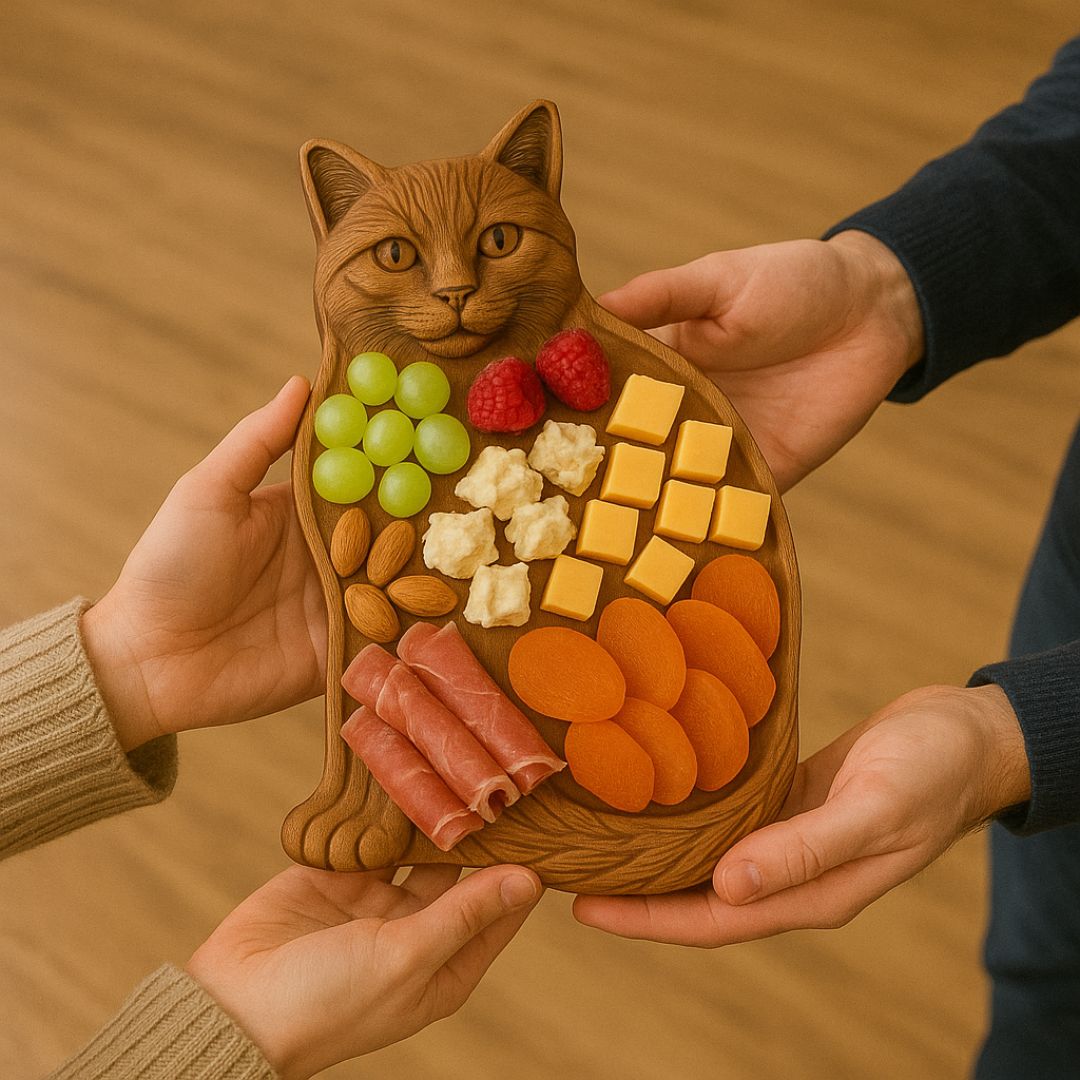 Piatto da portata in legno a forma di gatto