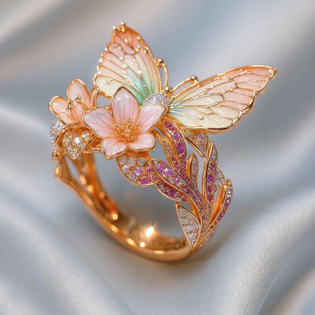 Anello floreale vintage – Poema fiorito in oro