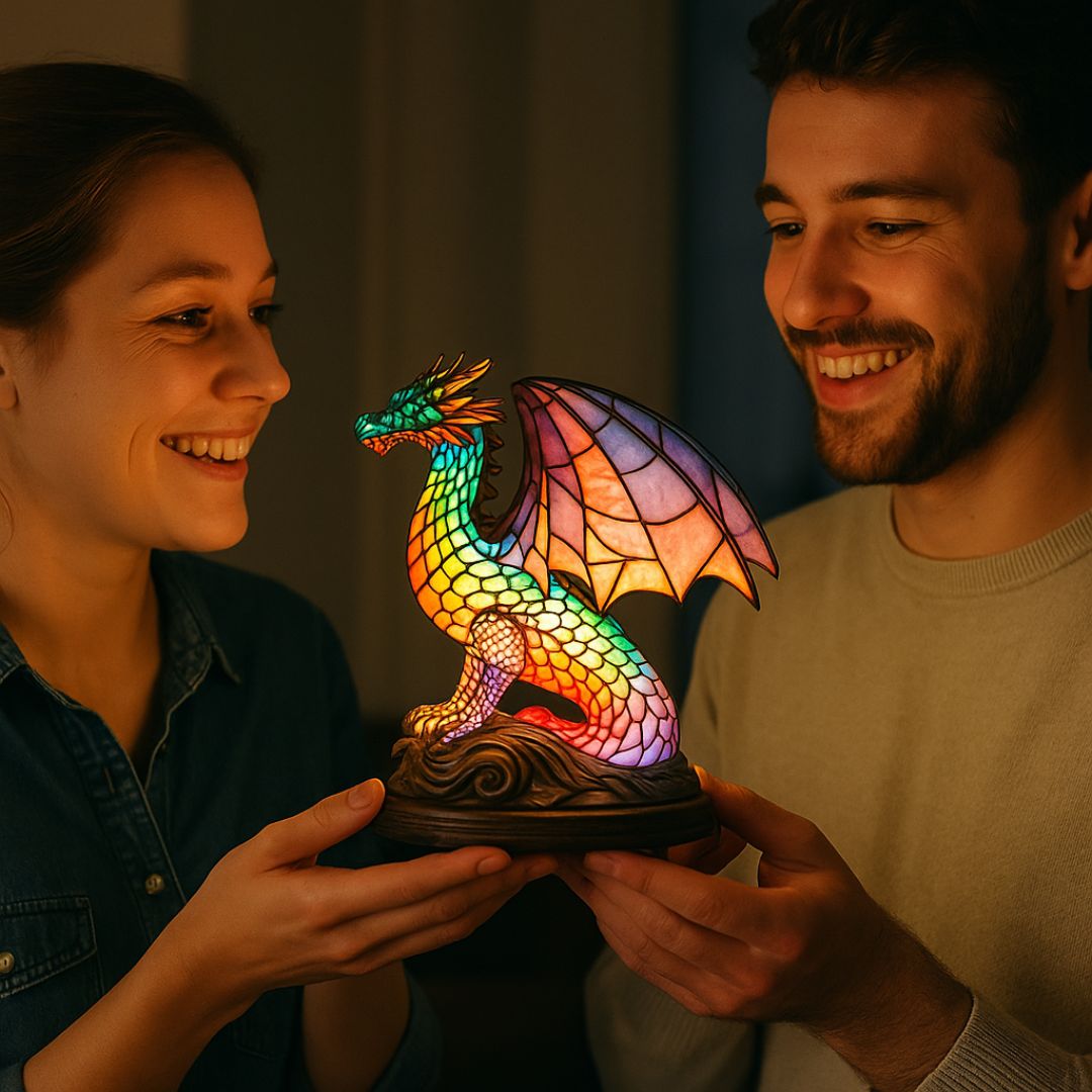 LeuchtDrache - handgefertigte Lampe, die Herzen erstrahlen lässt