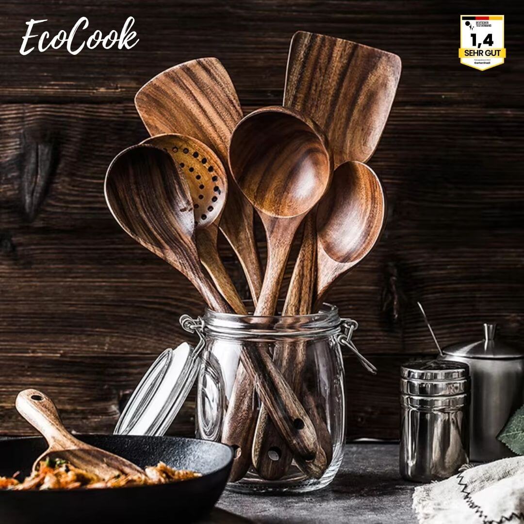 EcoCook | Set di utensili da cucina in teak da 7 pezzi