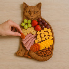 Carica l'immagine nel visualizzatore di Gallery, Piatto da portata in legno a forma di gatto
