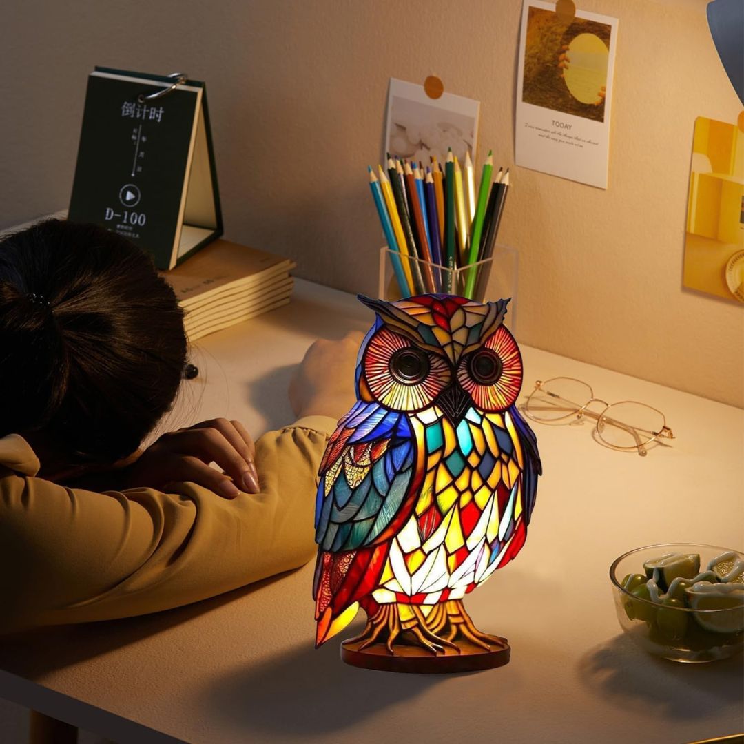 LeuchtEule - lampada fatta a mano che fa risplendere i cuori