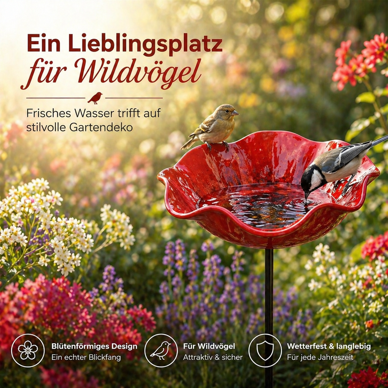 Vogelblüten - Handgefertigte Vogeltränke in Blütenform | 2er-Set