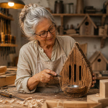 Carica l'immagine nel visualizzatore di Gallery, Casetta per farfalle a forma di goccia, fatta a mano, in legno naturale
