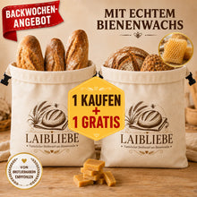 Carica l'immagine nel visualizzatore di Gallery, LaibLiebe – natürlicher Brotbeutel aus echtem Bienenwachs | Waschbar &amp; natürliche Aufbewahrung