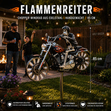 Lade das Bild in den Galerie-Viewer, Flammenreiter – Chopper-Windrad - Handgemacht  85 cm
