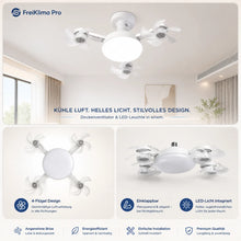 Lade das Bild in den Galerie-Viewer, FreiKlima Pro Klimaventilator 2in1 – 4-Flügel einklappbarer Deckenventilator mit Kühlfunktion, Licht &amp; Fernbedienung
