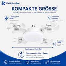 Lade das Bild in den Galerie-Viewer, FreiKlima Pro Klimaventilator 2in1 – 4-Flügel einklappbarer Deckenventilator mit Kühlfunktion, Licht &amp; Fernbedienung
