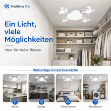 Lade das Bild in den Galerie-Viewer, FreiKlima Pro Klimaventilator 2in1 – 4-Flügel einklappbarer Deckenventilator mit Kühlfunktion, Licht &amp; Fernbedienung
