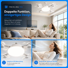 Lade das Bild in den Galerie-Viewer, FreiKlima Pro Klimaventilator 2in1 – 4-Flügel einklappbarer Deckenventilator mit Kühlfunktion, Licht &amp; Fernbedienung
