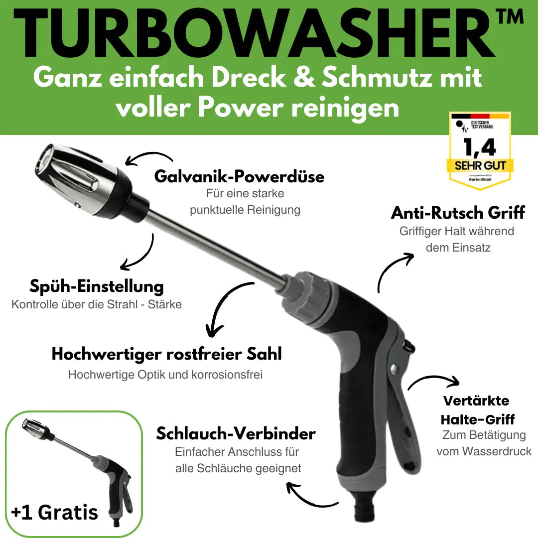 Turbowasher - Idropulitrice potente per ogni tubo da giardino - Offerta speciale 1+1 Gratis