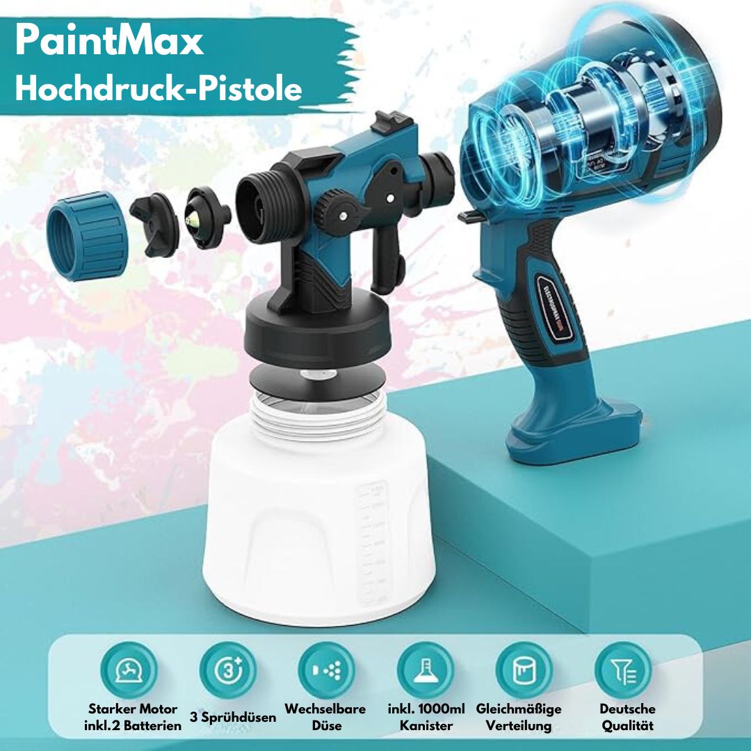 PaintMax - Spruzzatore di vernice senza fili ad alta pressione per una verniciatura rapida, efficiente e uniforme