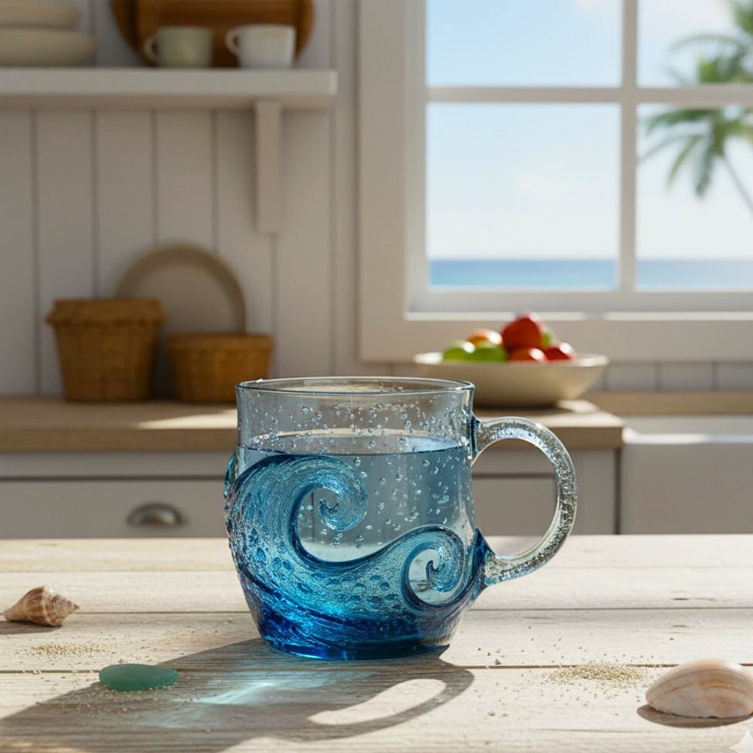 Meeresklang – Handgefertigtes Glas mit Wellenstruktur