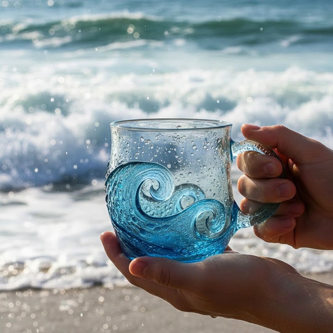 Meeresklang – Handgefertigtes Glas mit Wellenstruktur