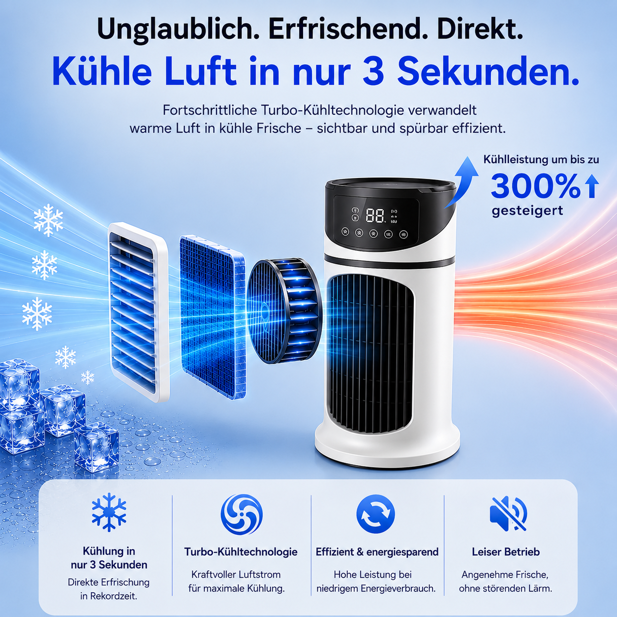 NanoChill Pro - Mobiler Klimakühler – Keine Installation erforderlich | Kühlt per Knopfdruck