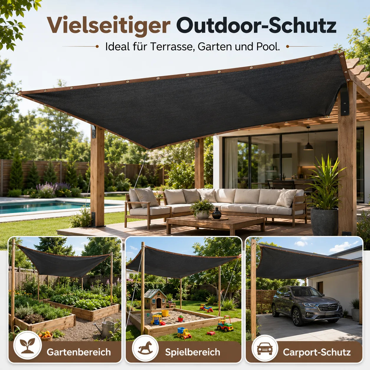 SonnenSchutz Pro – Premium Sonnenschutz-Netz für Terrasse & Garten