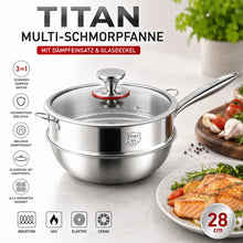 Carica l'immagine nel visualizzatore di Gallery, Tegame multiuso Titan con inserto vapore (28 cm)
