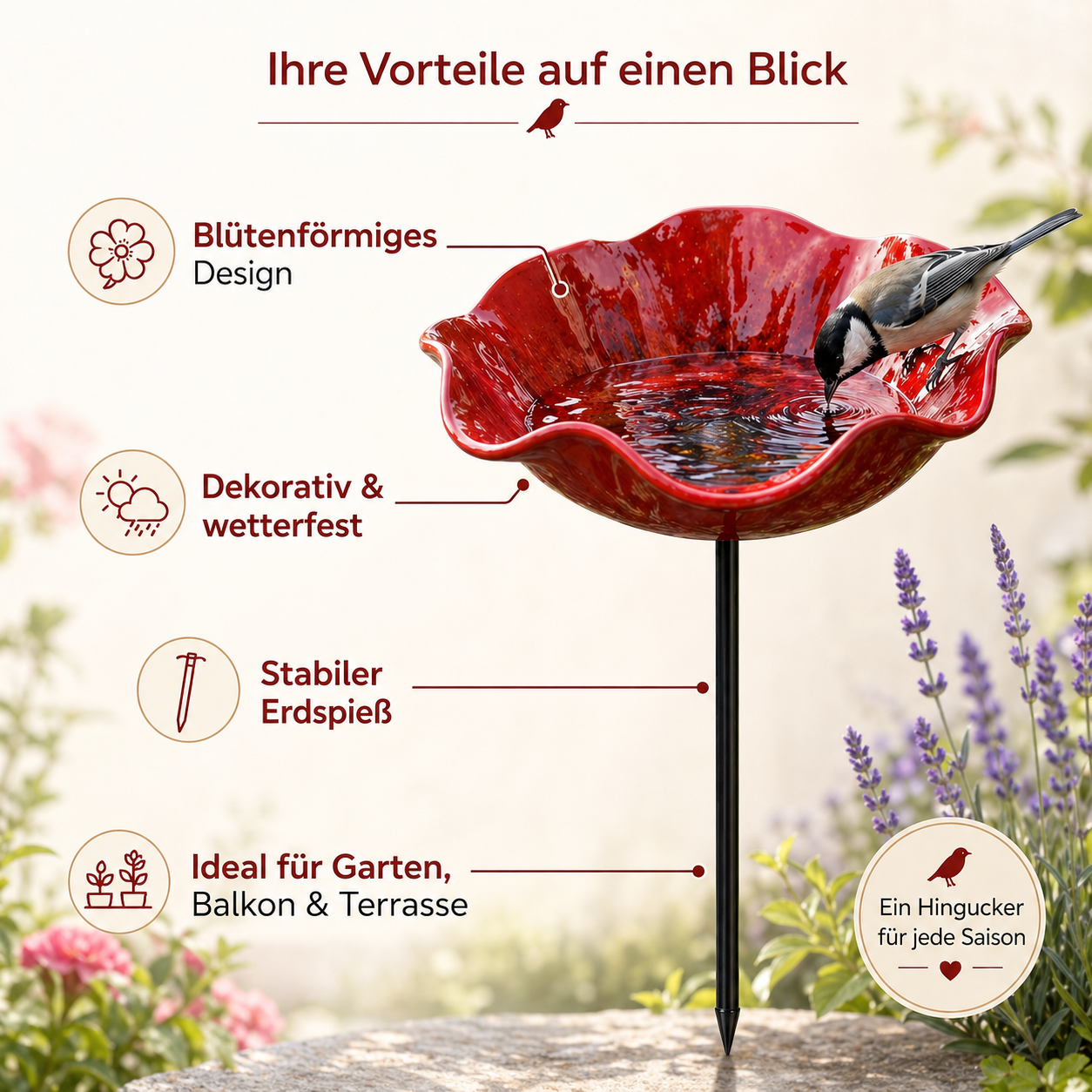 Vogelblüten - Handgefertigte Vogeltränke in Blütenform | 2er-Set