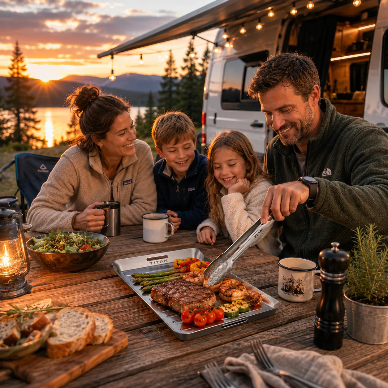 TitanPure Pro — Grill-Tablett Set Camping & BBQ | PFAS-frei | Mit Zange