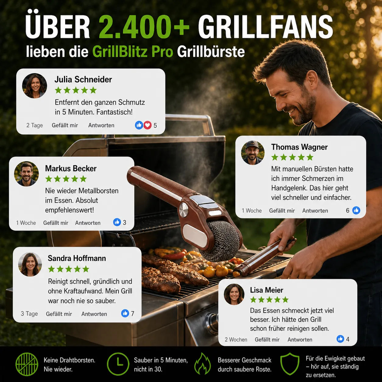 Spazzola per Barbecue GrillBlitz Pro