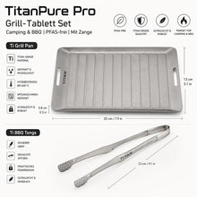 Lade das Bild in den Galerie-Viewer, TitanPure Pro — Grill-Tablett Set Camping &amp; BBQ | PFAS-frei | Mit Zange
