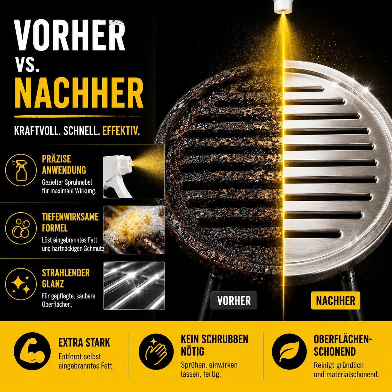GrillBlitz Grillreiniger - Sauberer Grillrost. Weniger Schrubben.