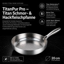 Lade das Bild in den Galerie-Viewer, TitanPur Pro Premium Titan Schmor- &amp; Hackfleischpfanne mit hohem Rand für vielseitiges Braten und Schmoren