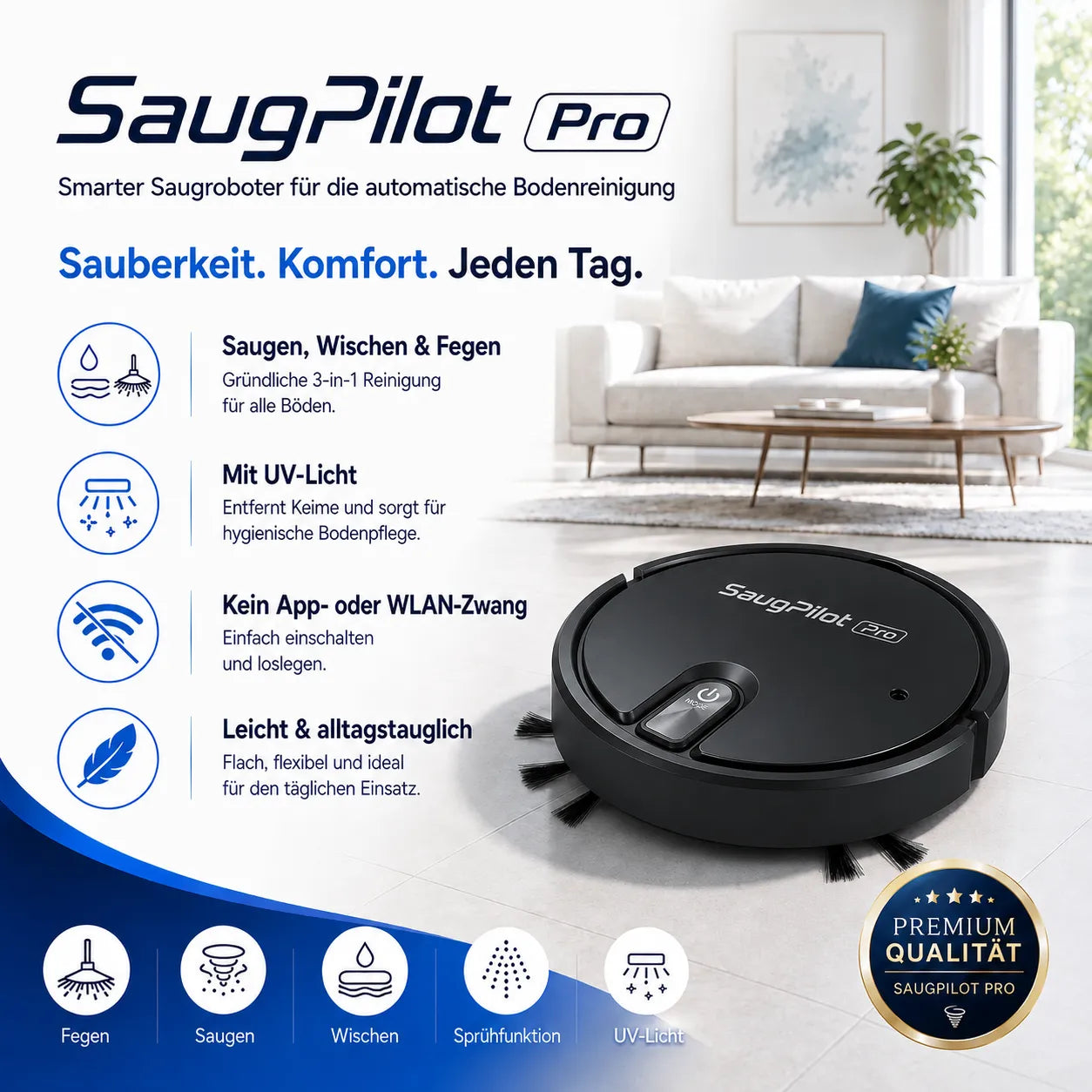 SaugPilot Pro – der kompakte Bodenhelfer für jeden Tag