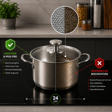 Carica l'immagine nel visualizzatore di Gallery, TitanPur Pro – Pentola in titanio senza rivestimento, PFAS e PTFE | 24 cm

