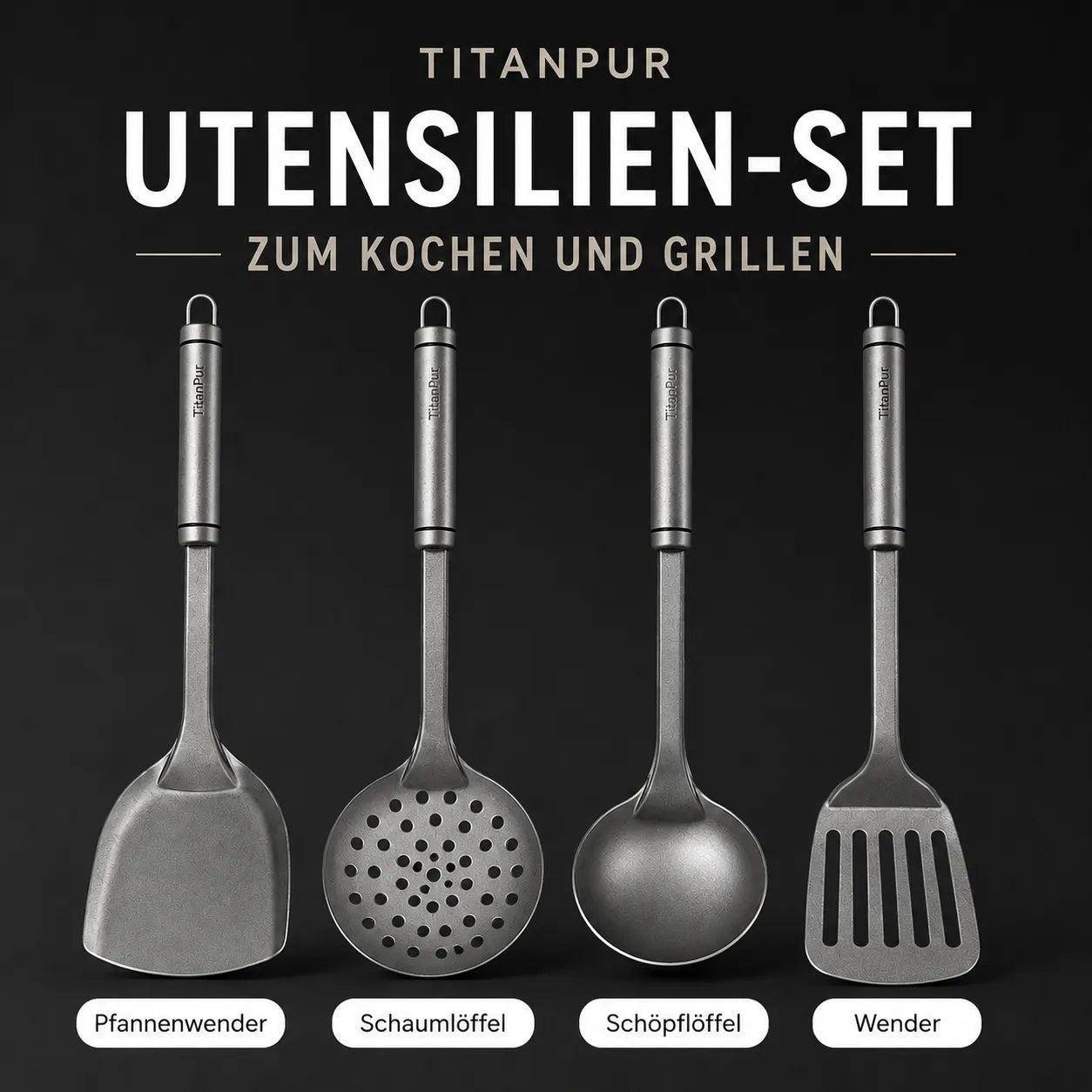 TitanPur Utensilien-Set zum Kochen und Grillen