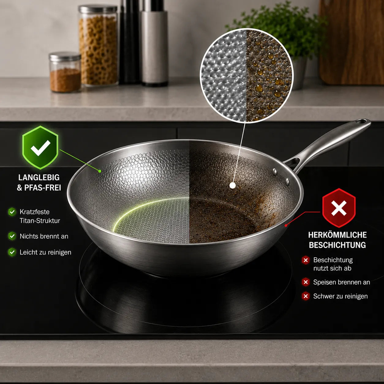 TitanPure Pro — Padella Wok in titanio