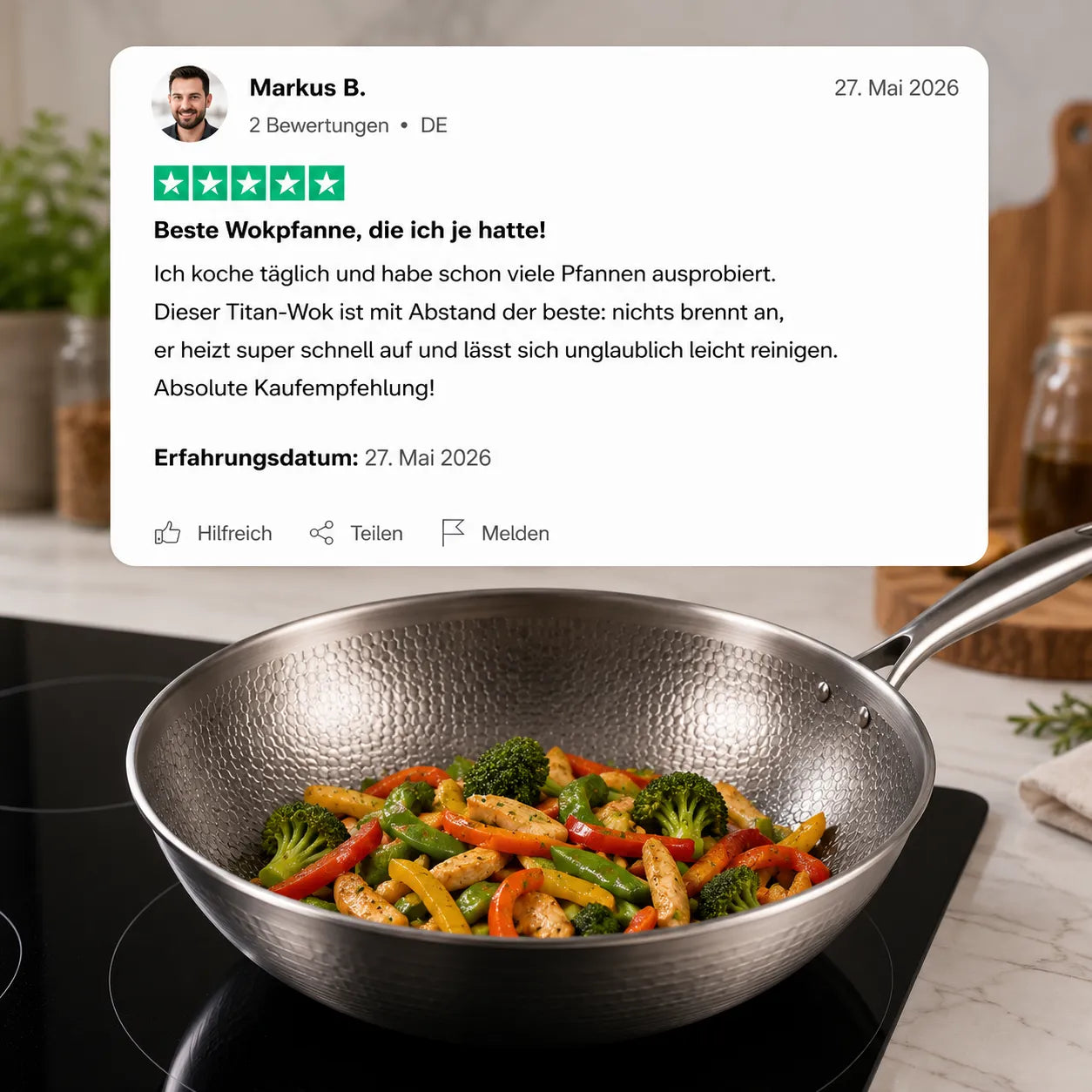 TitanPure Pro — Padella Wok in titanio