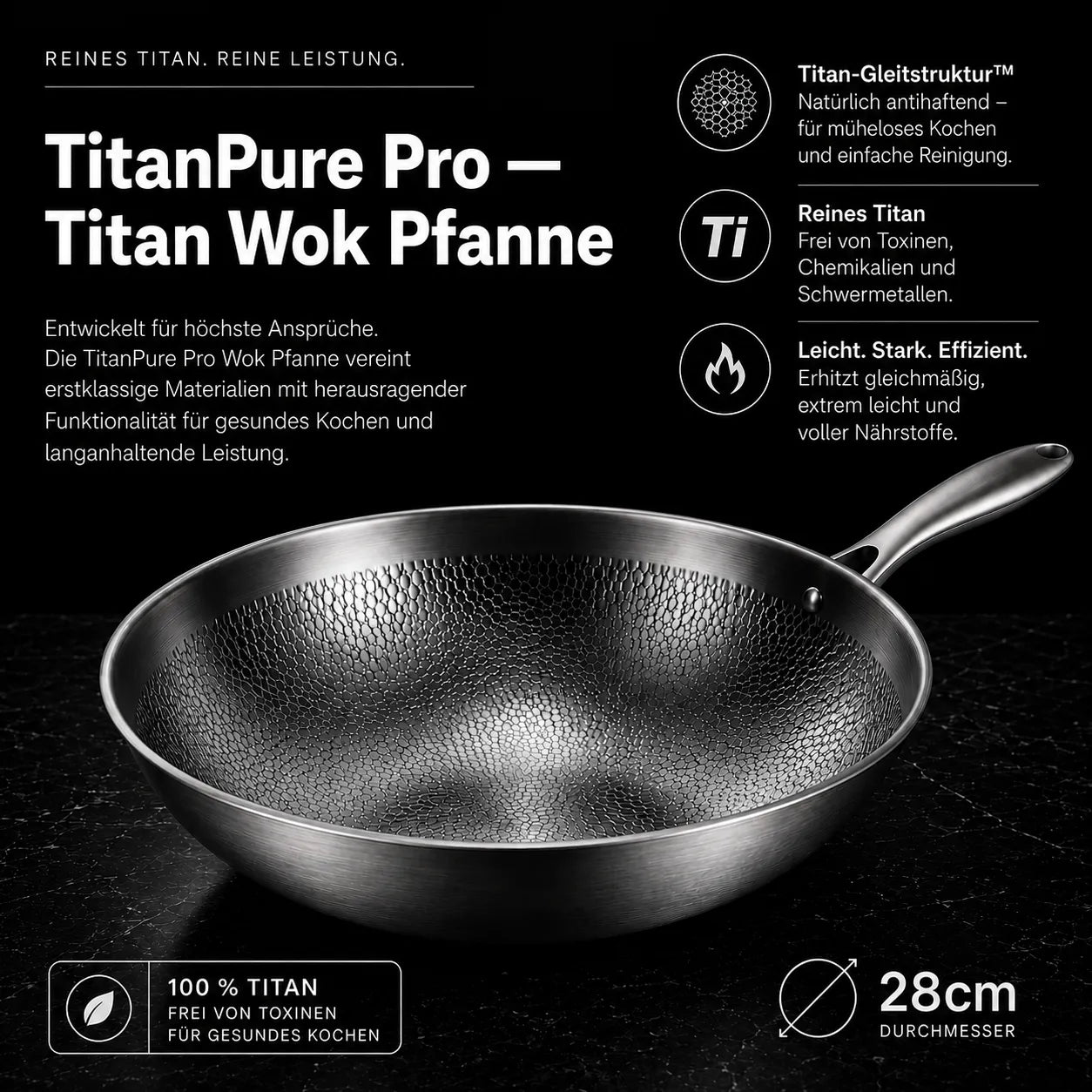 TitanPure Pro — Padella Wok in titanio