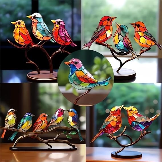 Scultura di uccello artigianale e colorata – perfetta per la casa, l'ufficio o come regalo