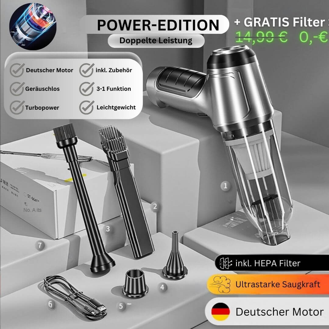 Aspirapolvere a mano TurboClean Pro - Power Edition doppia potenza con set di filtri in OMAGGIO