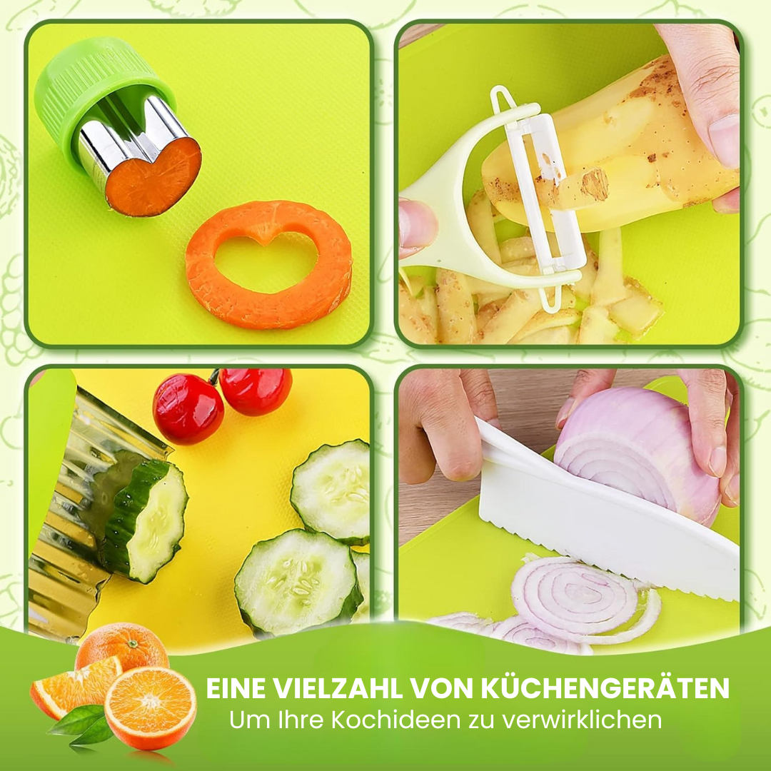 Kindersicheres Bio-Küchenset nach Montessori inkl. 2x GRATIS Kinder-Schneidebrett